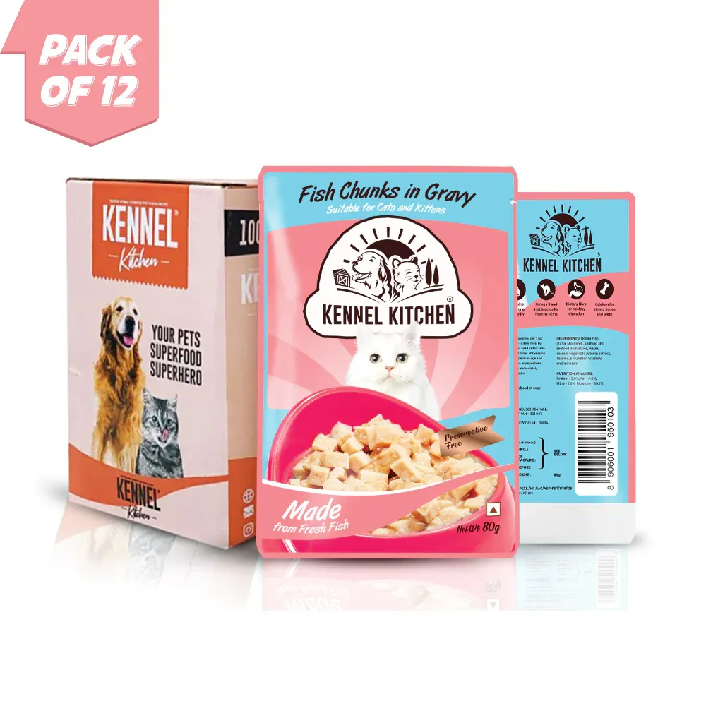 Kennel Kitchen Fish Gravy All Life Stage Wet Food, Scoopy Lavender Natural Brown Sand Cat Litter Combo