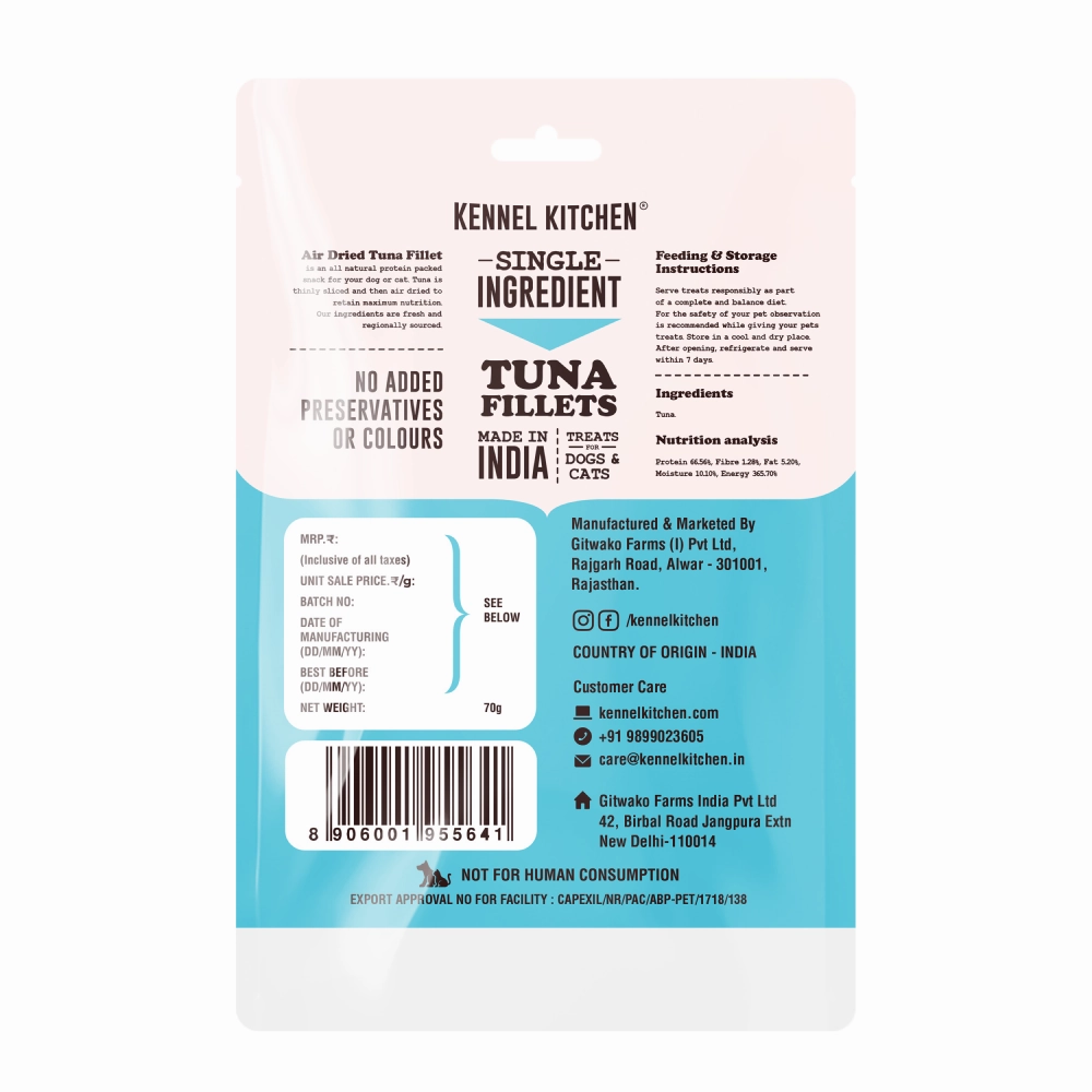 Kennel Kitchen Air Dried Tuna Fish Jerky Dog and Cats Treats