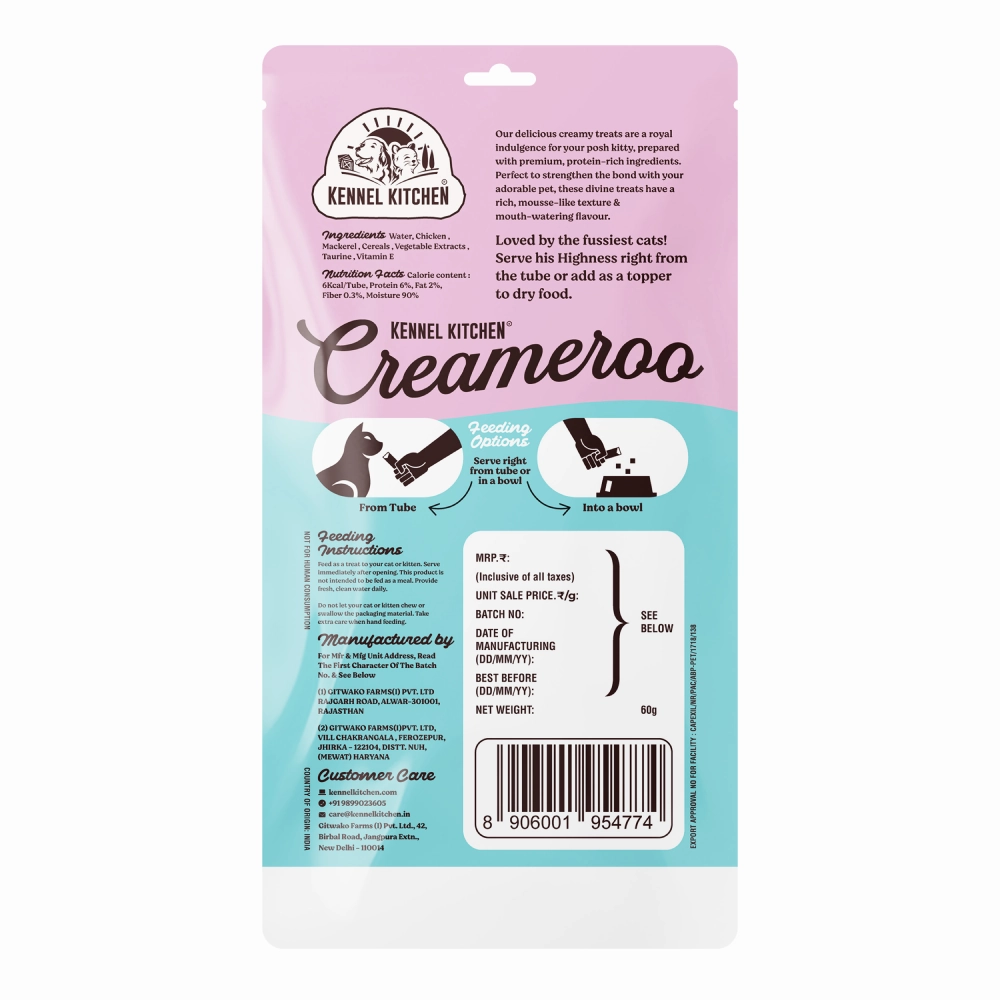 Kennel Kitchen Creameroo Chicken with Mackerel Creamy Cat Treats