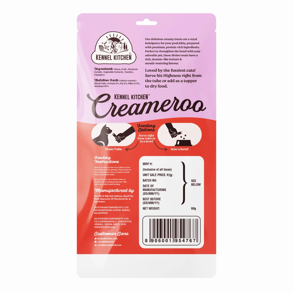 Kennel Kitchen Creameroo Crab with Mackerel Creamy Cat Treats
