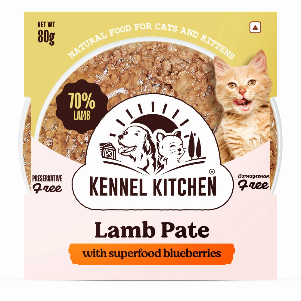 Kennel Kitchen Lamb Pate with Superfood Blueberries Wet Food and Creameroo Crab with Mackerel Creamy Cat Treat for Cat Combo