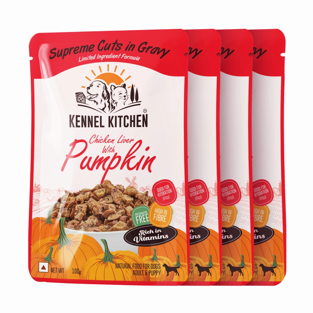 Kennel Kitchen Supreme Cuts in Gravy Chicken Liver Recipe with Pumpkin Puppy & Adult Dog Wet Food (All Life Stage)