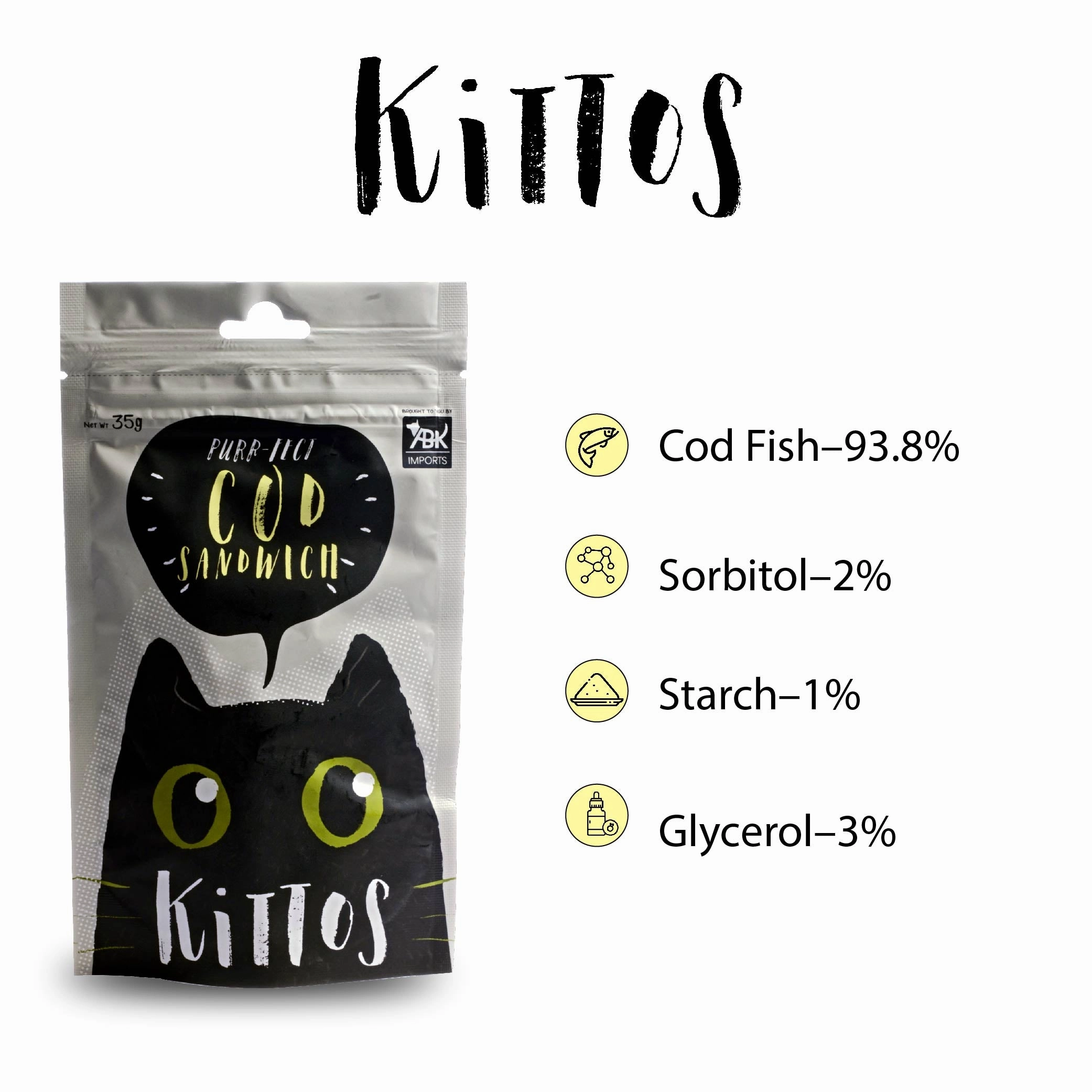 Kittos Purr Fect Cod Sandwich Cat Treat