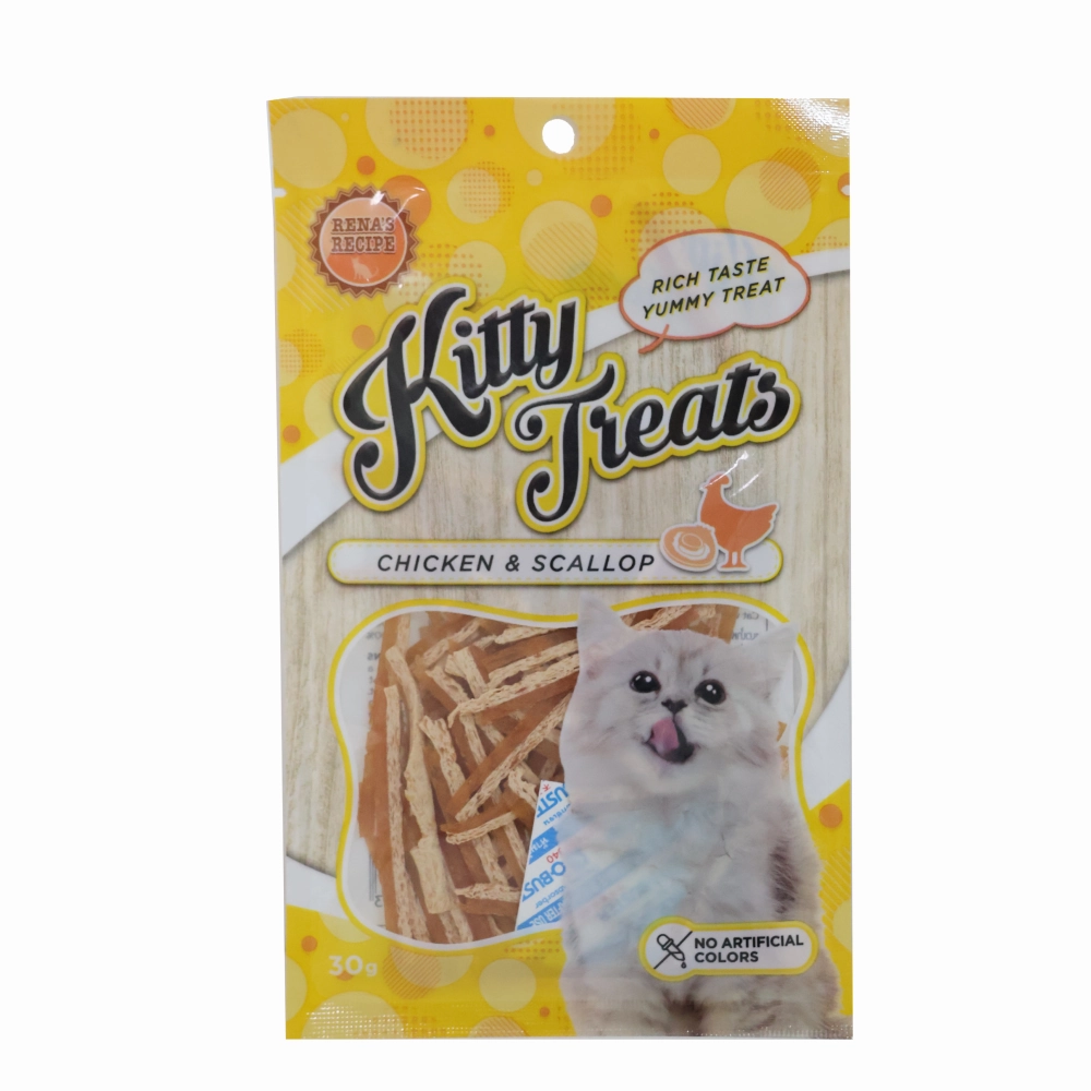 Kitty Treats Chicken with Scallop, Chicken with Shrimp Flavour and Soft Chicken Jerky Sliced Cat Treats Combo