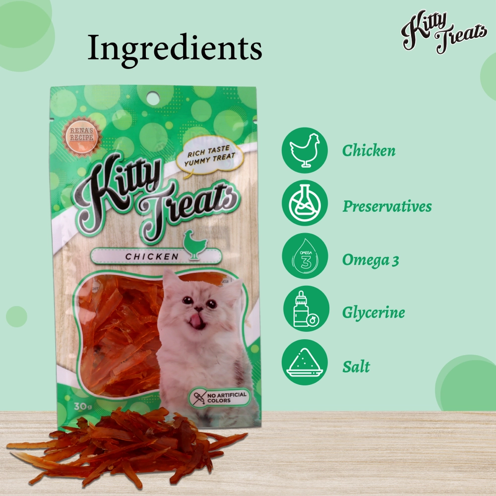 Kitty Treats Soft Chicken Jerky Sliced and Chicken & Tuna Cat Treats Combo
