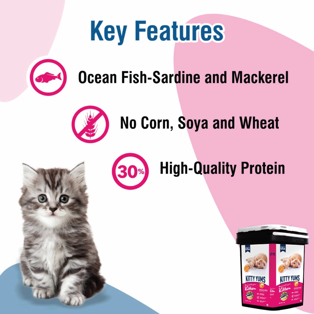 Kitty Yums Ocean Fish Kitten Dry Food, Me O Creamy Chicken Liver Cats Treats Combo