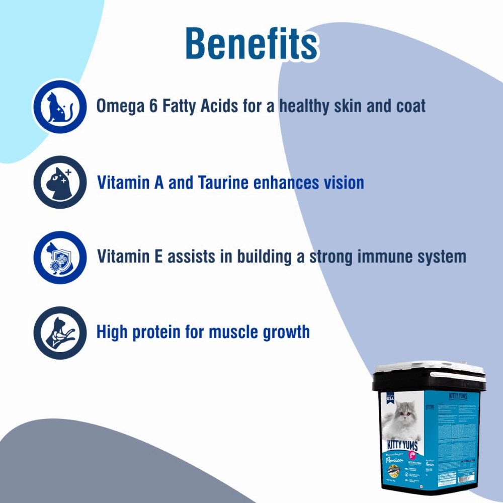 Kitty Yums Ocean Fish Persian Dry Food, Sheba Tuna Prawn Maguro Melty Premium Cats Treats Combo