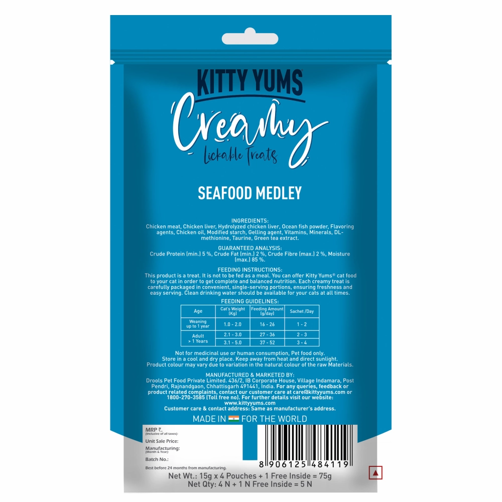 Kitty Yums Real Chicken and Seafood Medley Creamy Cat Treats Combo