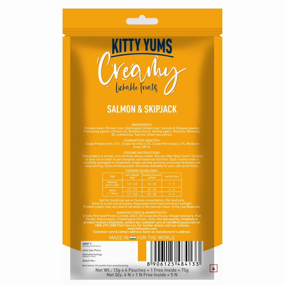 Kitty Yums Salmon & Skipjack and Crab & Chicken Creamy Cat Treats Combo