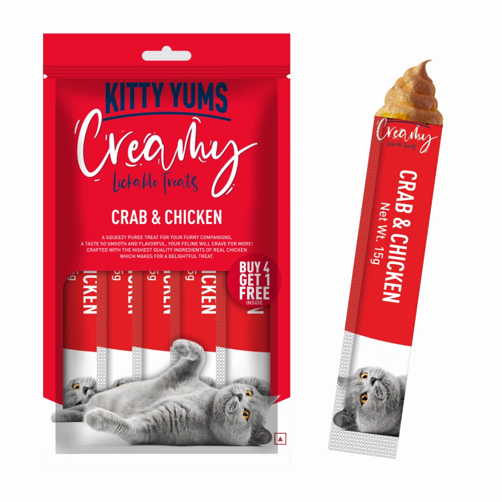Kitty Yums Salmon & Skipjack and Crab & Chicken Creamy Cat Treats Combo