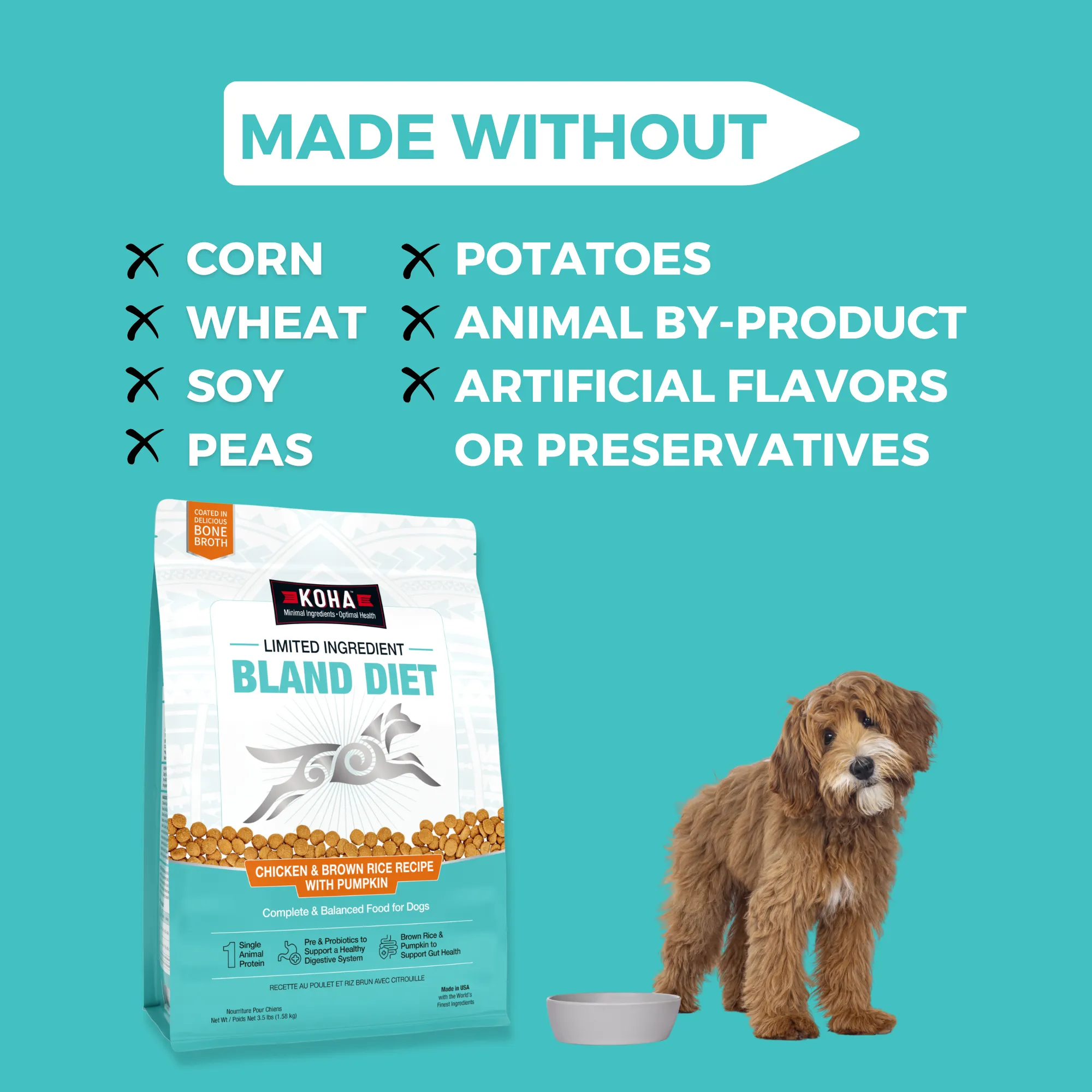 KOHA Limited Ingredient Bland Diet Chicken & Brown Rice Recipe with Pumpkin Dry Dog Food