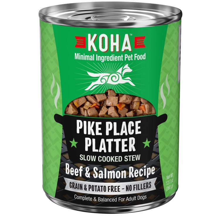 KOHA Grain & Potato Free Pike Place Platter Slow Cooked Stew with Beef & Salmon Canned Dog Food