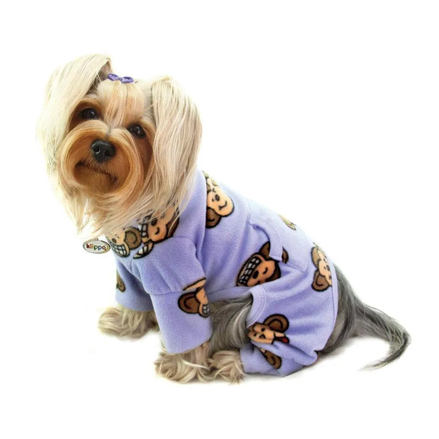 Lavender Silly Monkey Fleece Turtleneck Dog Pajamas