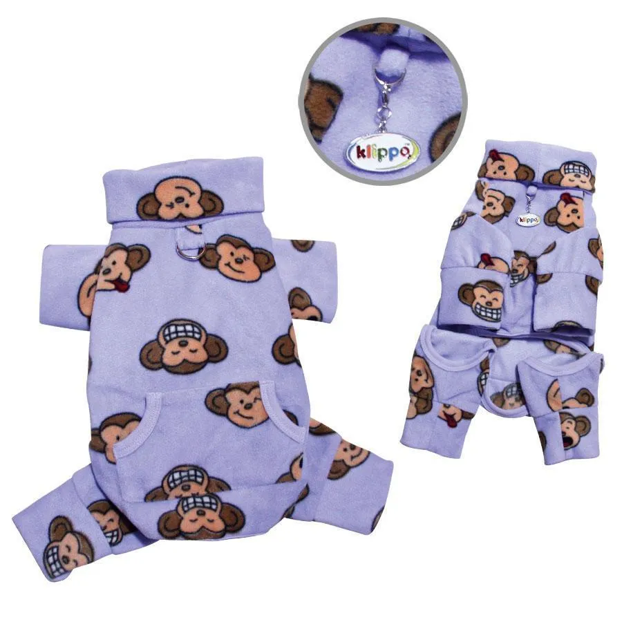Lavender Silly Monkey Fleece Turtleneck Dog Pajamas