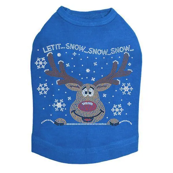 Let It Snow Reindeer Rhinestone Dog Tank