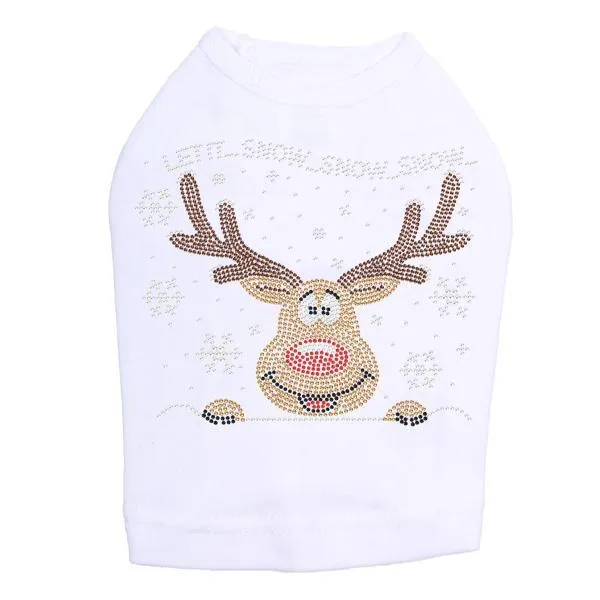 Let It Snow Reindeer Rhinestone Dog Tank