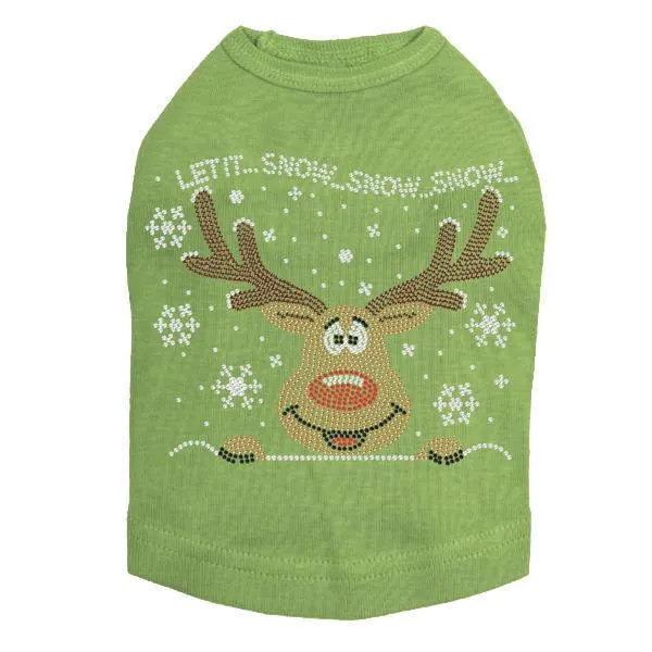 Let It Snow Reindeer Rhinestone Dog Tank