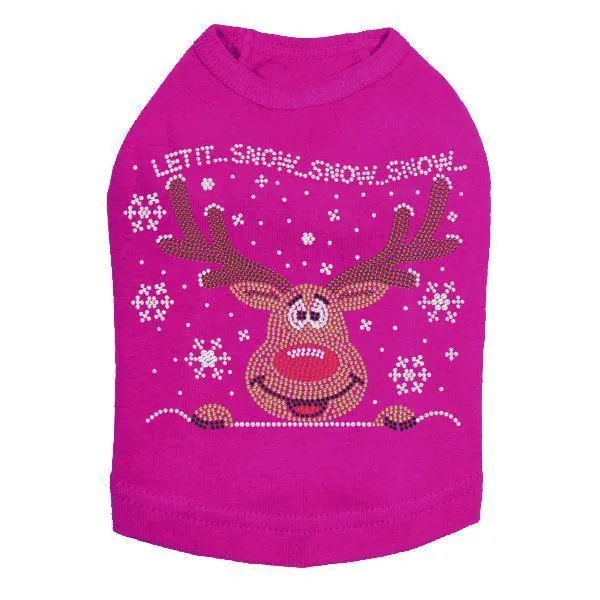 Let It Snow Reindeer Rhinestone Dog Tank