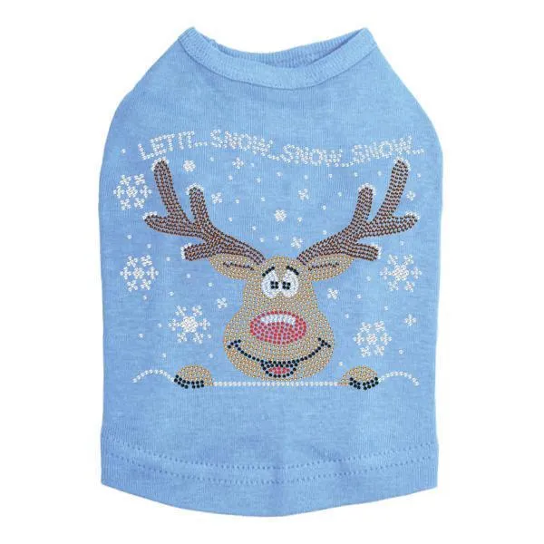 Let It Snow Reindeer Rhinestone Dog Tank