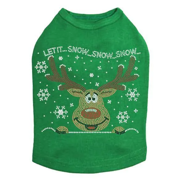 Let It Snow Reindeer Rhinestone Dog Tank