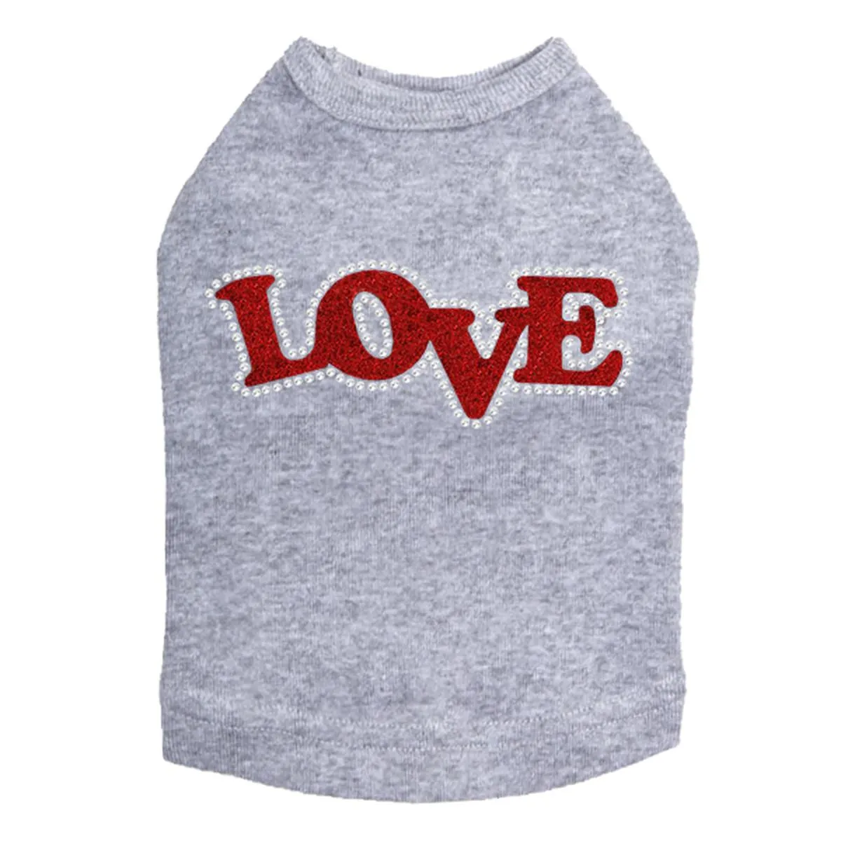 Love Red Glittter Rhinestone Dog Tank