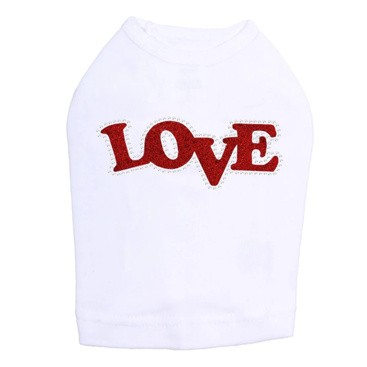 Love Red Glittter Rhinestone Dog Tank