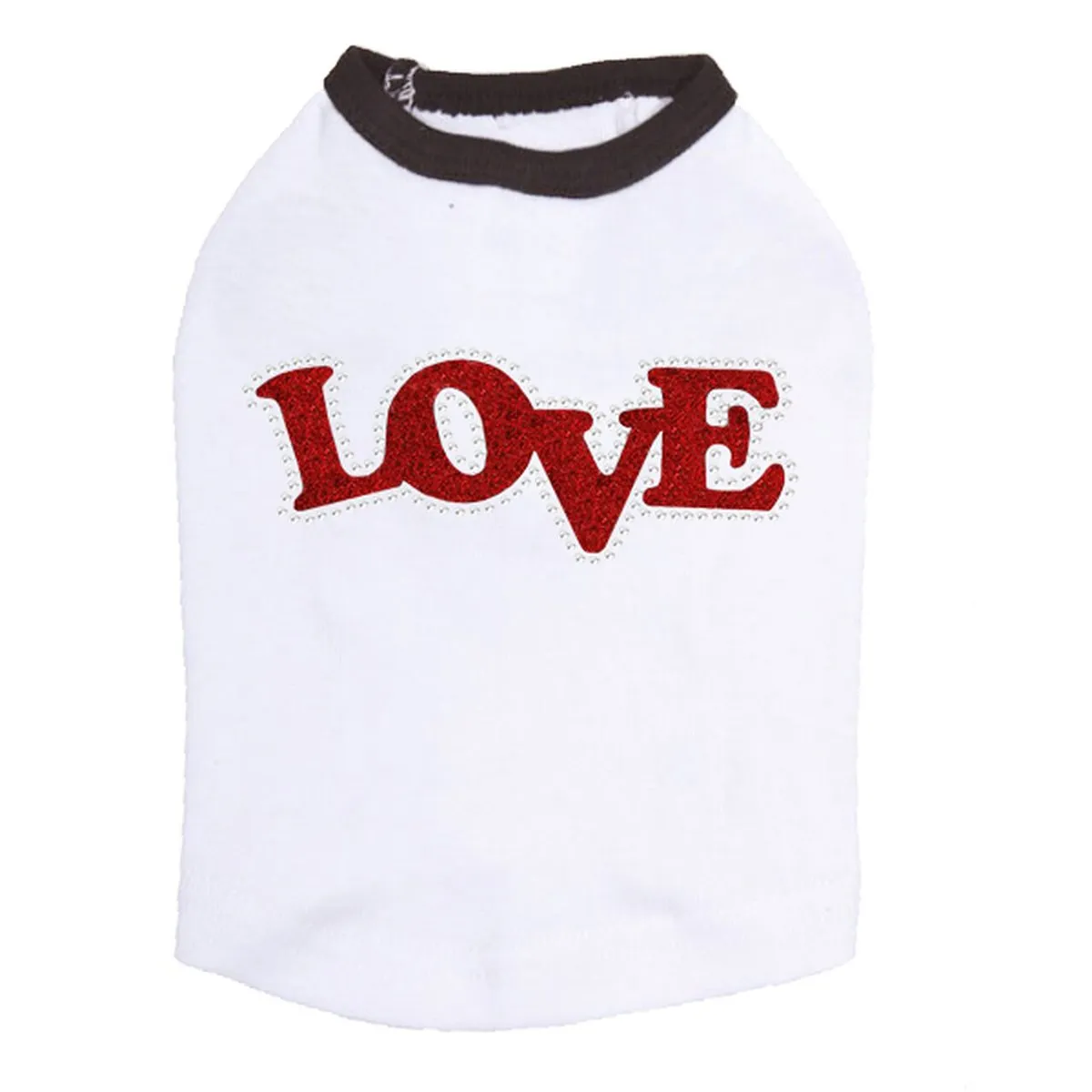 Love Red Glittter Rhinestone Dog Tank