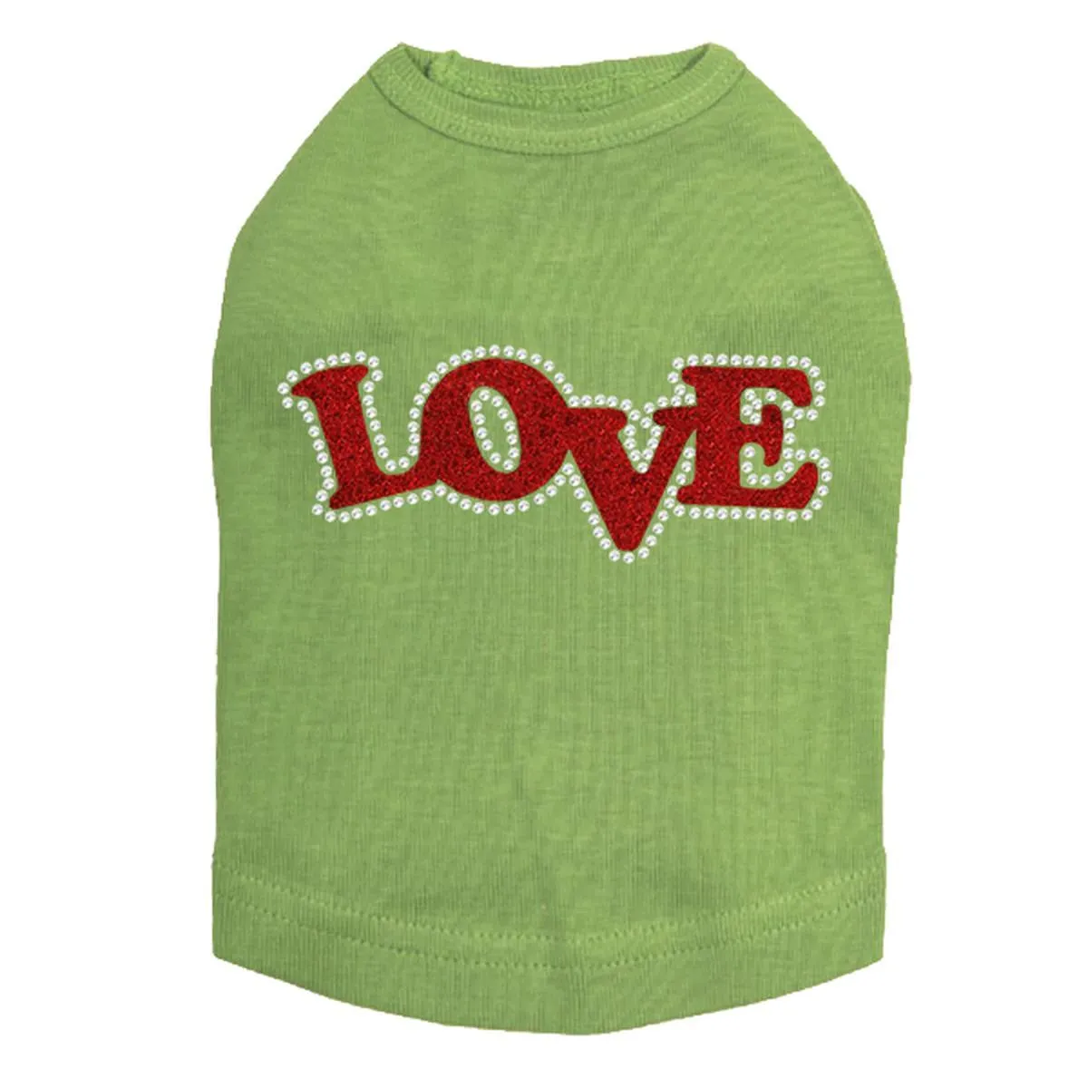 Love Red Glittter Rhinestone Dog Tank