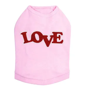 Love Red Glittter Rhinestone Dog Tank