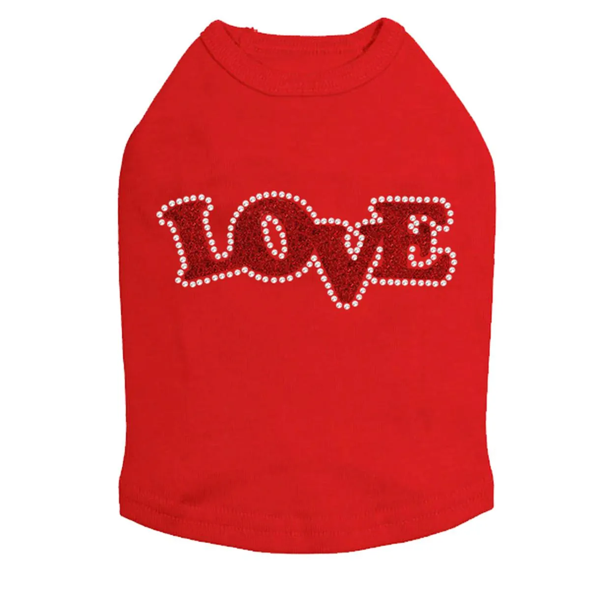 Love Red Glittter Rhinestone Dog Tank