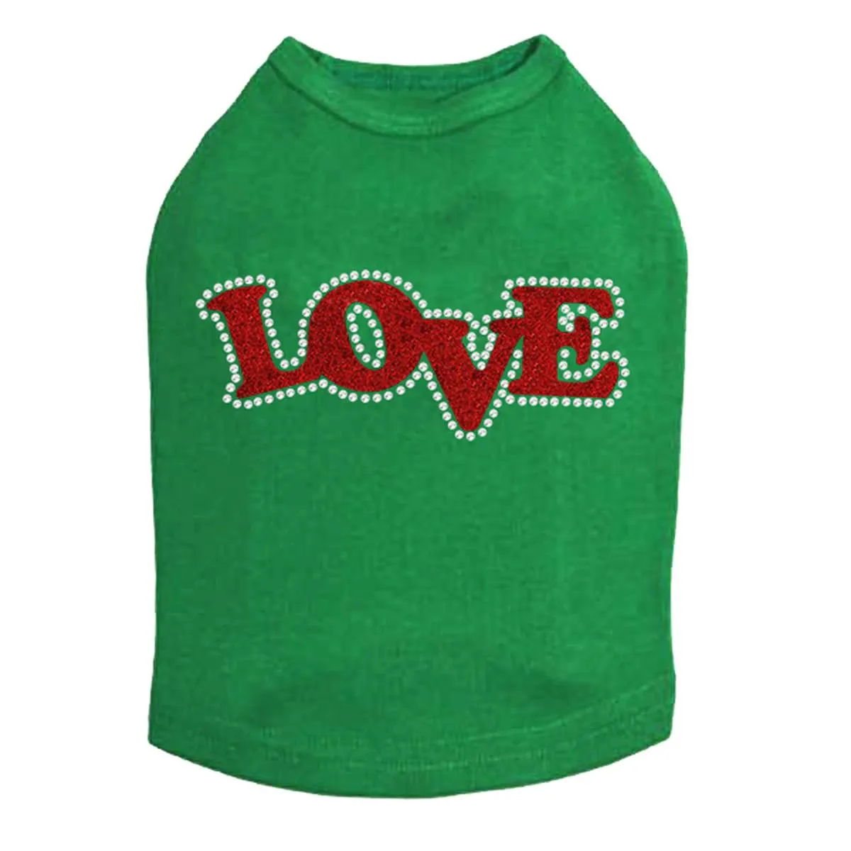 Love Red Glittter Rhinestone Dog Tank