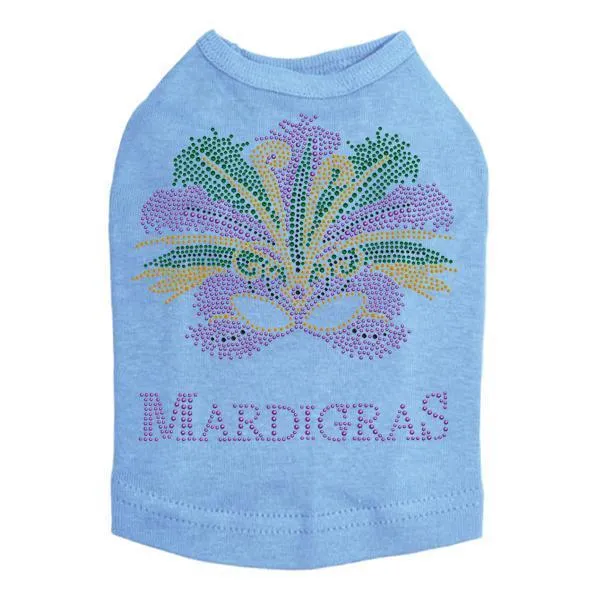 Mardi Gras Mask Rhinestone Dog Tank