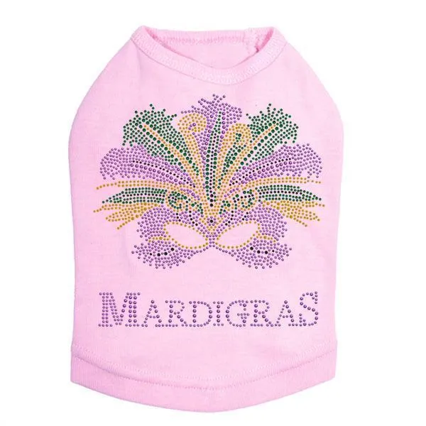 Mardi Gras Mask Rhinestone Dog Tank