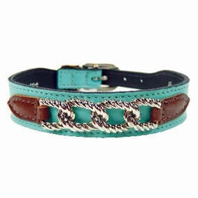 Mayfair Collection Dog Collar Turquoise/Chocolate
