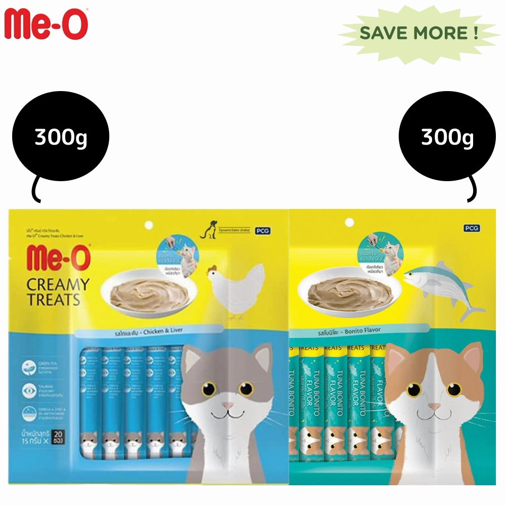 Me O Creamy Chicken & Liver and Creamy Bonito Cat Treat Combo