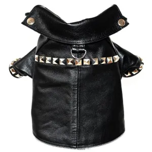 Megan Trainor Lips Are Movin Studded Leather Dog Coat