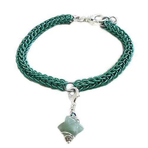 Merry Mint Hand Woven Chain Dog Collar