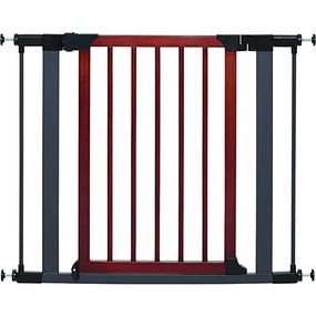MidWest Steel Pet Gate with Graphite Frame and Wood Door