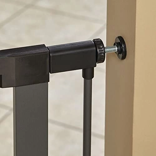 MidWest Steel Pet Gate with Graphite Frame and Wood Door