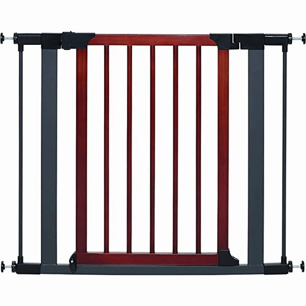 MidWest Steel Pet Gate with Graphite Frame and Wood Door