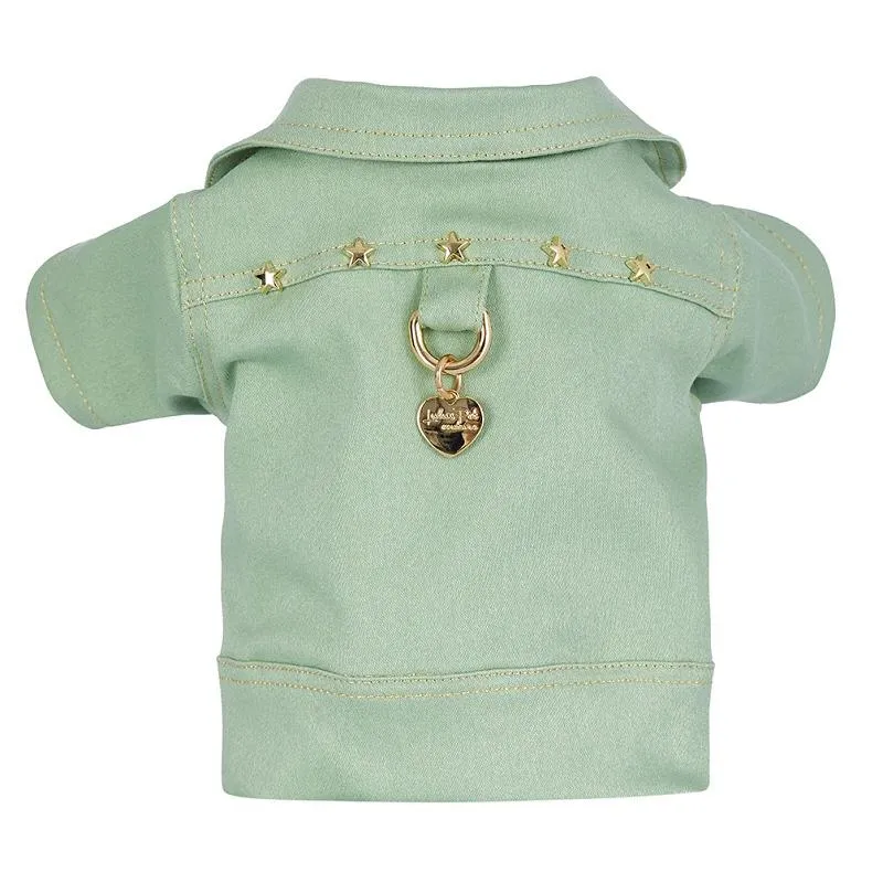 Mint Denim Biker Dog Coat