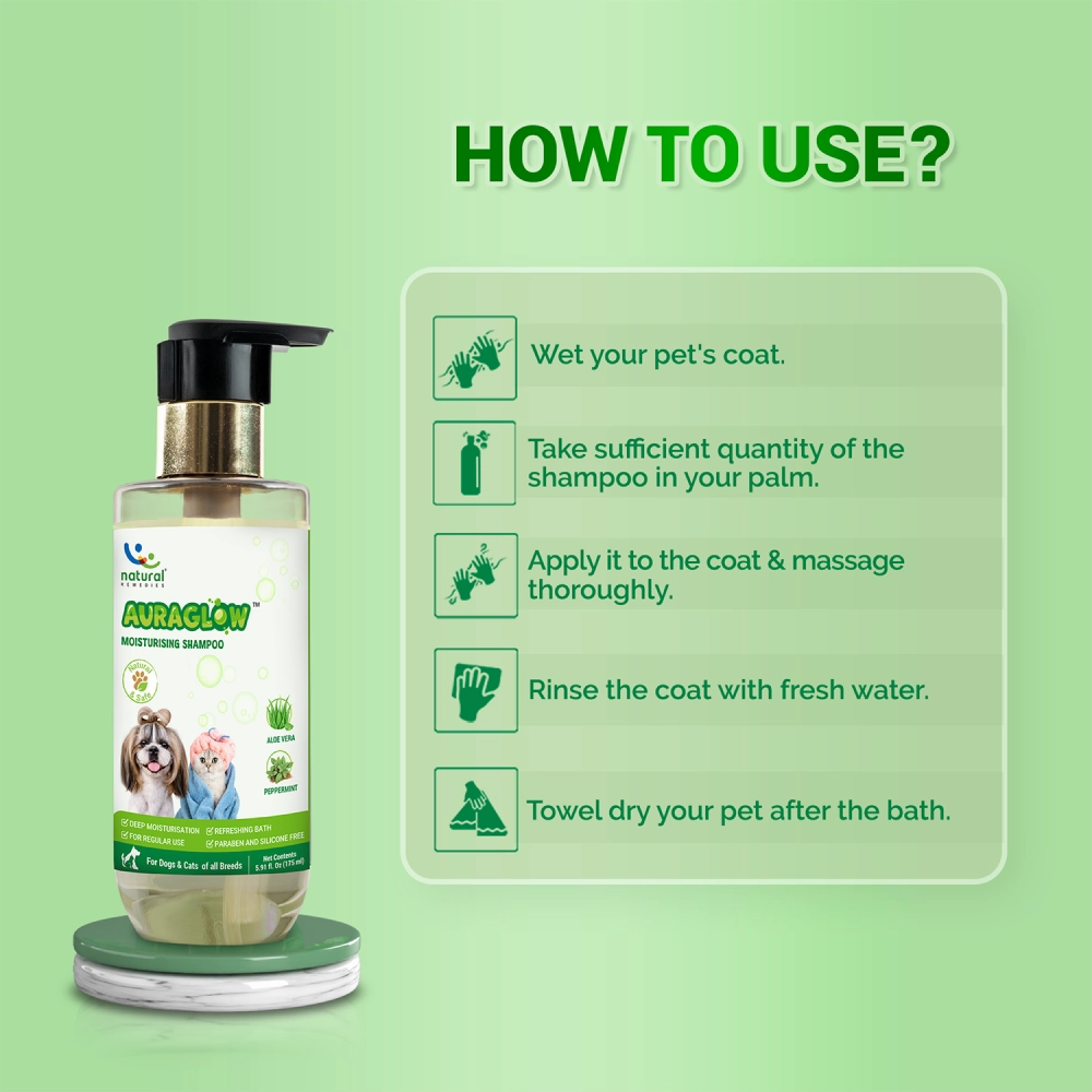 Natural Remedies Auraglow Moisturizing Shampoo for Dogs and Cats