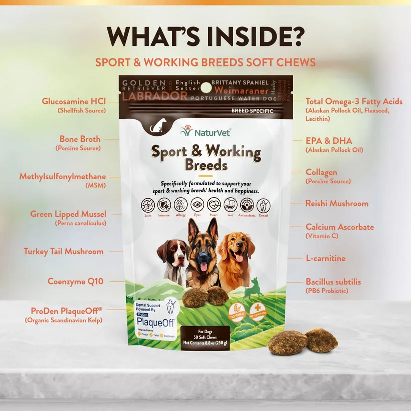 NaturVet Breed Specific Sport & Working Breeds Soft Chews for Dogs