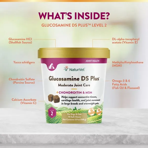 NaturVet Glucosamine DS Plus MSM Level 2 Moderate Care Soft Chews for Dogs