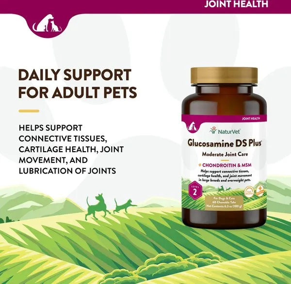 NaturVet Glucosamine DS Plus MSM Level 2 Moderate Care Time Release Chewable Tablets for Dogs