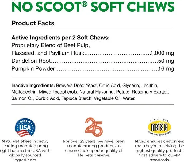 NaturVet No Scoot Plus Pumpkin Soft Chew for Dogs