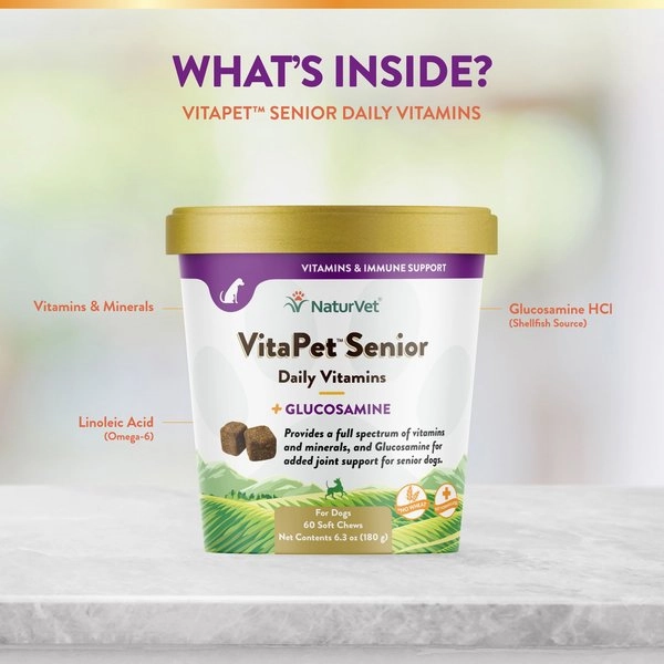 NaturVet VitaPet Senior Daily Vitamins Plus Glucosamine Soft Chew for Dogs