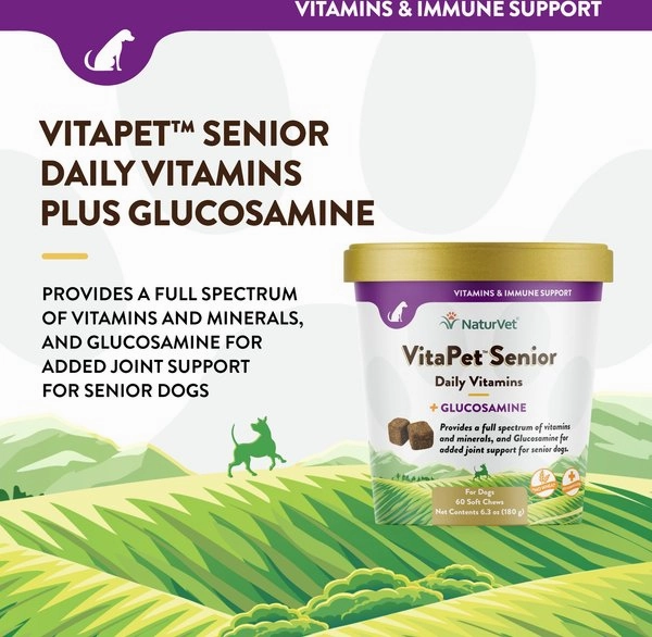 NaturVet VitaPet Senior Daily Vitamins Plus Glucosamine Soft Chew for Dogs