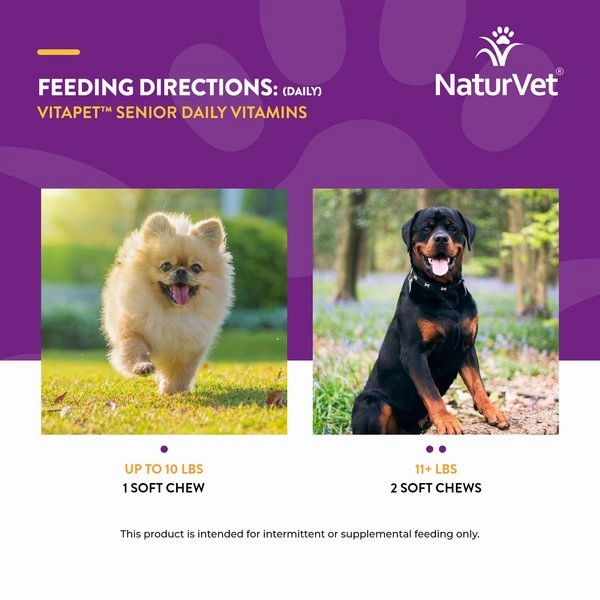 NaturVet VitaPet Senior Daily Vitamins Plus Glucosamine Soft Chew for Dogs