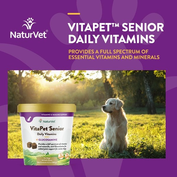 NaturVet VitaPet Senior Daily Vitamins Plus Glucosamine Soft Chew for Dogs